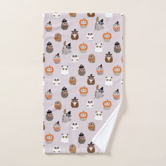 Adortable Halloween Owls Pattern Badhandtuch Set (Handtuch)
