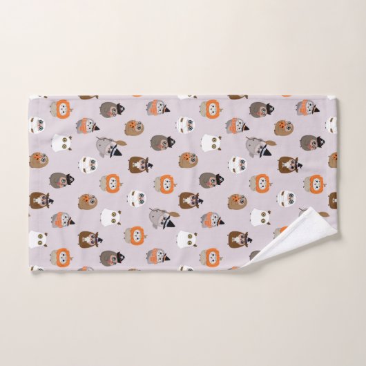 Adortable Halloween Owls Pattern Badhandtuch Set (Handtuch)