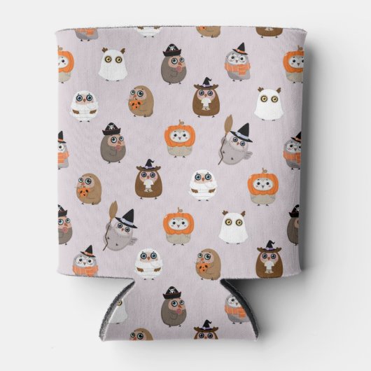 Adortable Halloween Owls Pattern Dosenkühler (Vorderseite)