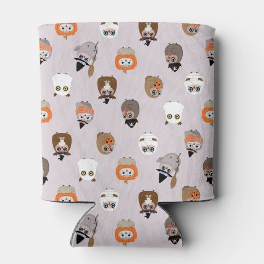 Adortable Halloween Owls Pattern Dosenkühler (Rückseite)