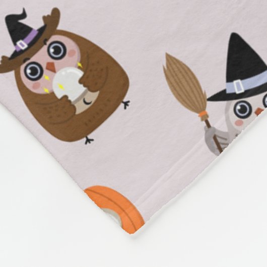 Adortable Halloween Owls Pattern Fleecedecke (Ecke)