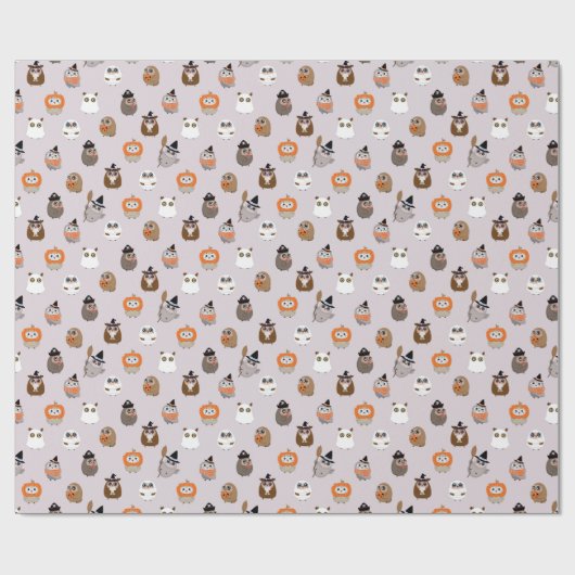 Adortable Halloween Owls Pattern Geschenkpapier (Flach)