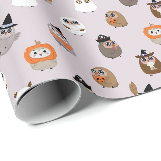 Adortable Halloween Owls Pattern Geschenkpapier (Rolleneckpunkt)