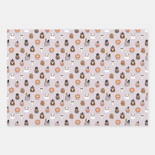 Adortable Halloween Owls Pattern Geschenkpapier Set (Vorderseite 2)
