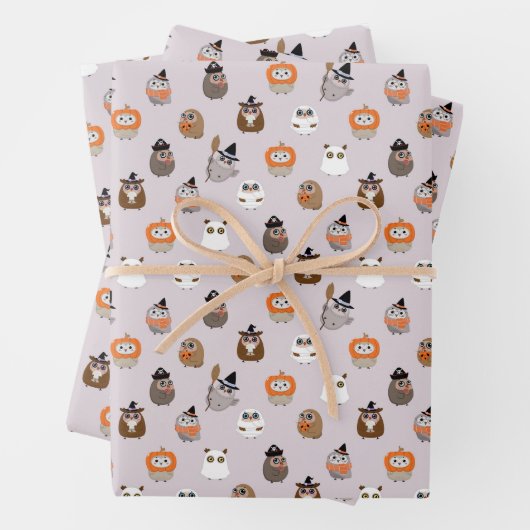 Adortable Halloween Owls Pattern Geschenkpapier Set (Beispiel)