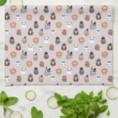 Adortable Halloween Owls Pattern Geschirrtuch (Gefaltet)