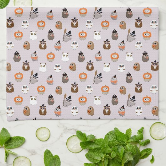 Adortable Halloween Owls Pattern Geschirrtuch (Gefaltet)