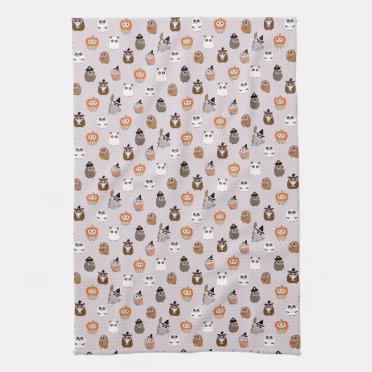 Adortable Halloween Owls Pattern Geschirrtuch (Vertikal)
