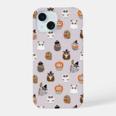 Adortable Halloween Owls Pattern iPhone 15 Hülle (Rückseite)