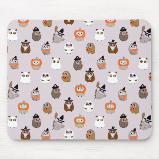Adortable Halloween Owls Pattern Mousepad (Vorne)