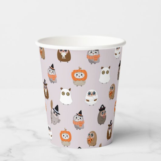 Adortable Halloween Owls Pattern Pappbecher (Rückseite)