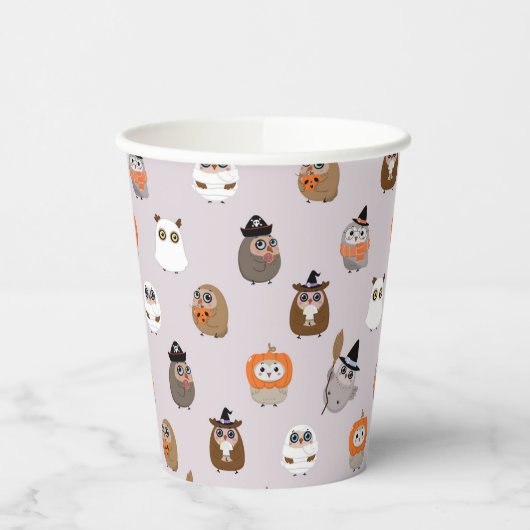 Adortable Halloween Owls Pattern Pappbecher (Links)