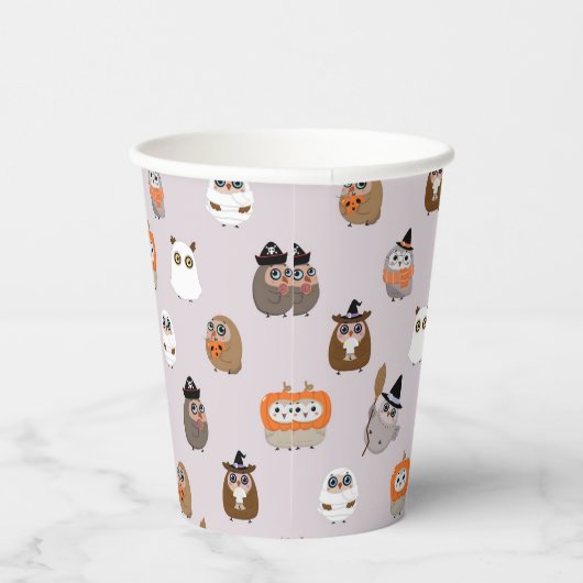 Adortable Halloween Owls Pattern Pappbecher (Rechts)