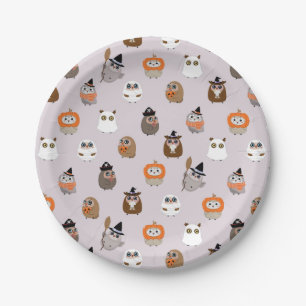 Adortable Halloween Owls Pattern Pappteller