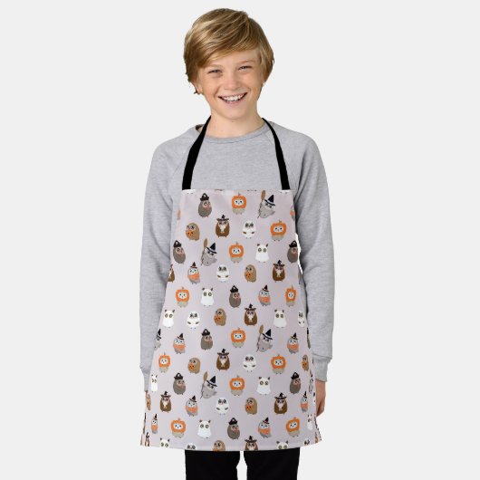 Adortable Halloween Owls Pattern Schürze (Getragen)