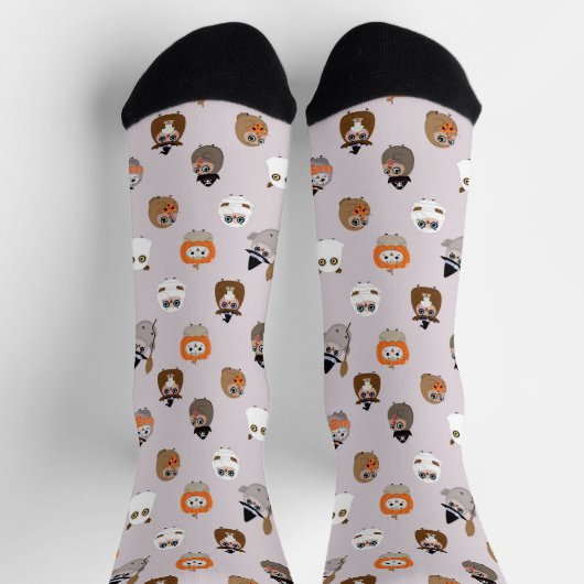 Adortable Halloween Owls Pattern Socken (Oben)