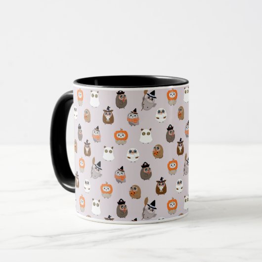 Adortable Halloween Owls Pattern Tasse (Vorderseite Links)