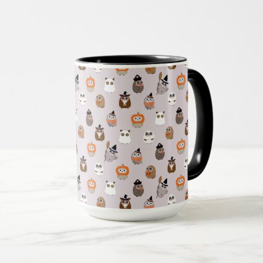 Adortable Halloween Owls Pattern Tasse (VorderseiteRechts)