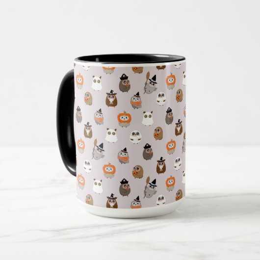 Adortable Halloween Owls Pattern Tasse (Vorderseite Links)