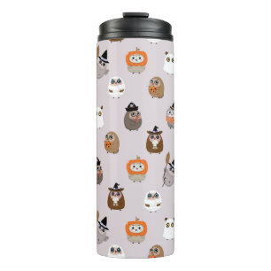Adortable Halloween Owls Pattern Thermosbecher