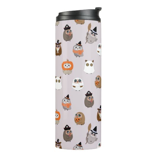 Adortable Halloween Owls Pattern Thermosbecher (Nach links gedreht)