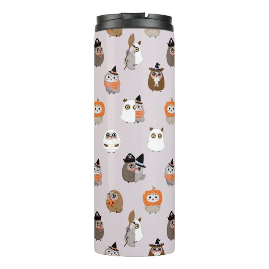 Adortable Halloween Owls Pattern Thermosbecher (Rückseite)