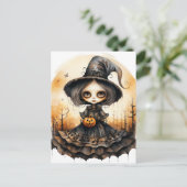 Adortable Halloween-Puppe Postkarte (Stehend Vorderseite)