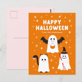 Adortable Halloween Trick oder Treat Ghosts Postkarte