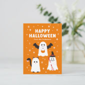 Adortable Halloween Trick oder Treat Ghosts Postkarte (Stehend Vorderseite)