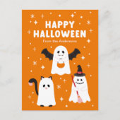 Adortable Halloween Trick oder Treat Ghosts Postkarte (Vorderseite)