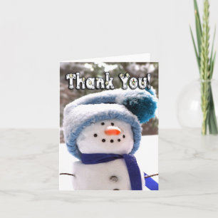 Adortable Handmade Snowman Danke Note Card
