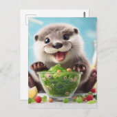 Adortable Happy Otter Salat machen Postkarte (Vorne/Hinten)