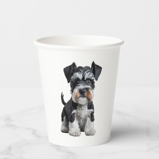Adortable HD Miniatur Schnauzer Welpenportrait - E Pappbecher (Vorderseite)
