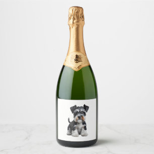Adortable HD Miniatur Schnauzer Welpenportrait - E Schaumweinetikett