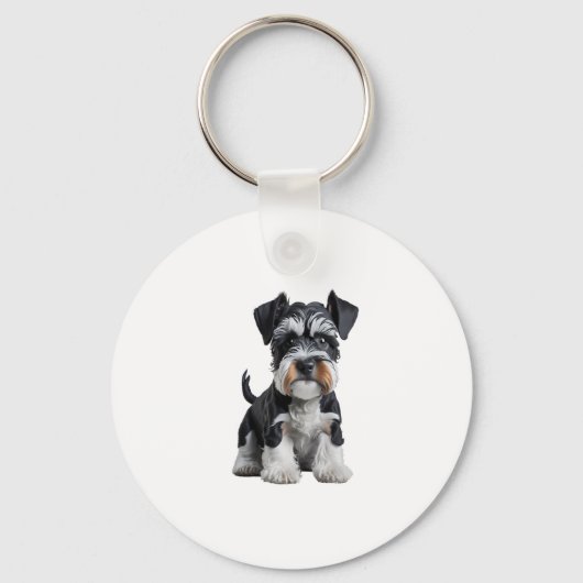 Adortable HD Miniatur Schnauzer Welpenportrait - E Schlüsselanhänger (Vorderseite)