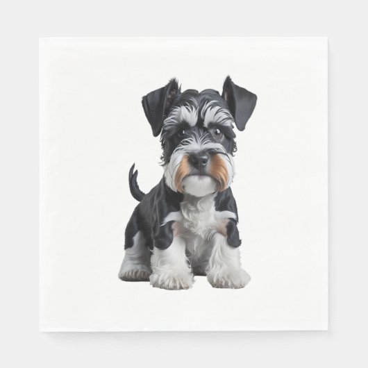 Adortable HD Miniatur Schnauzer Welpenportrait - E Serviette (Vorderseite)