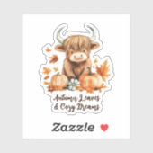 Adortable Herbst-Hochland-Kuh-Aufkleber Aufkleber (Blatt)