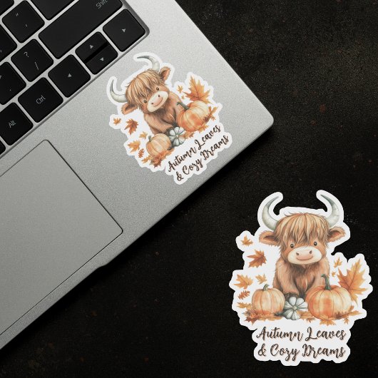 Adortable Herbst-Hochland-Kuh-Aufkleber Aufkleber