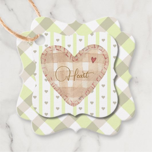 Adortable Herzmuster Modern Valentine Green Geschenkanhänger (Vorderseite)