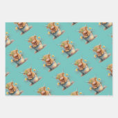Adortable Highland Cow/Calf Wrapping Paper Geschenkpapier Set (Vorderseite 2)