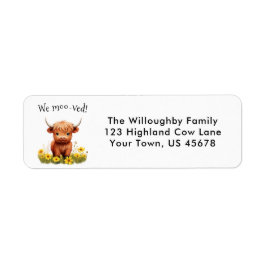 Adortable Highland Cow New Address Label
