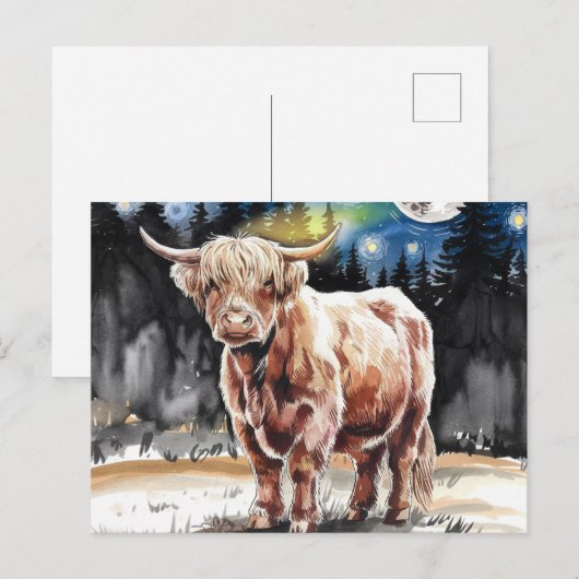 Adortable Highland Cow Postkarte (Vorne/Hinten)