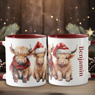 Adortable Highland Cows Calf Personalisiert Weihna Tasse