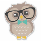 Adortable Hipster Owl Aufkleber (Vorderseite)