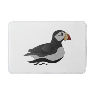 Adortable Horned Puffin Cartoon Badematte