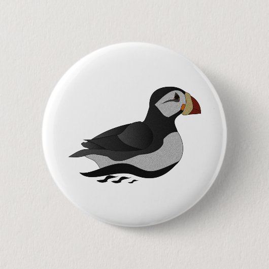 Adortable Horned Puffin Cartoon Button (Vorderseite)