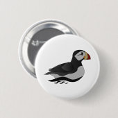 Adortable Horned Puffin Cartoon Button (Vorne & Hinten)
