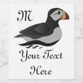 Adortable Horned Puffin Cartoon Weinetikett (Einzelnes Label)