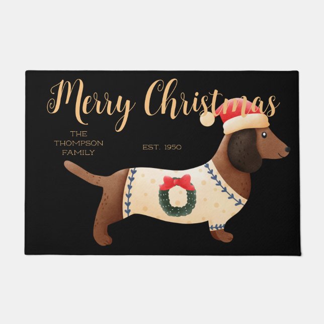 Adortable Hunde Familienname Moderner Klassiker Sc Fußmatte (Vorderseite)