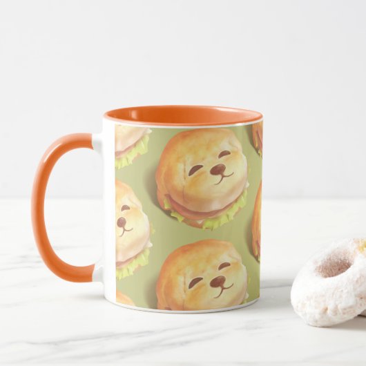 Adortable Hunde-Gesichtspferd-Muster Tasse (Mit Donut)